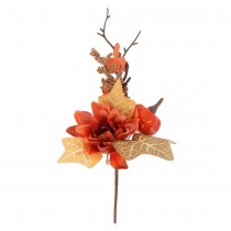 BRANCHE DÉCO AUTOMNALE SUR TIGE 21CM ORANGE AMBRE
