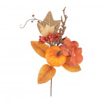 BRANCHE DÉCO AUTOMNALE SUR TIGE 26CM ORANGE AMBRE