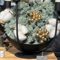BRANCHE SAPIN POMPON PAILLETTES IRISÉES 21CM VERT
