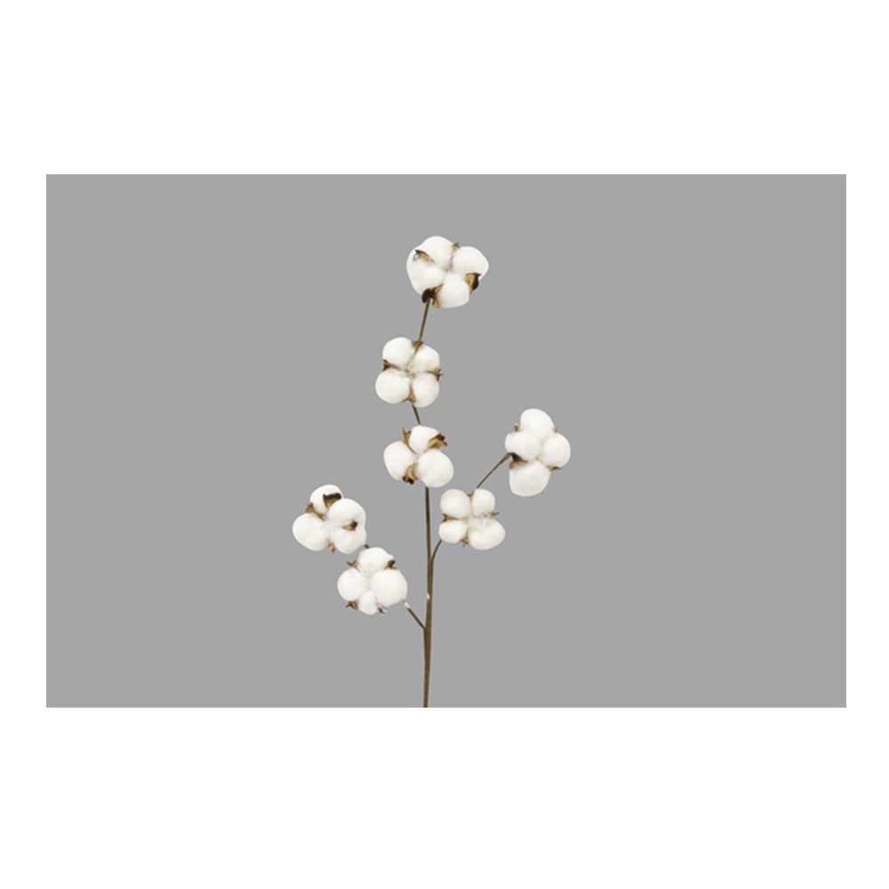 BRANCHE SÉCHÉE 7 FLEURS DE COTON 68CM BLANC