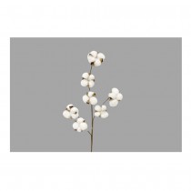 BRANCHE SÉCHÉE 7 FLEURS DE COTON 68CM BLANC