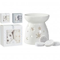 BRÛLE-PARFUM DOLOMITE DÉCO NOËL 10CM BLANC GRIS