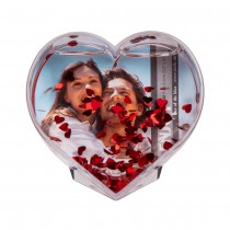 CADRE PHOTO CŒUR 3D ACRYLIQUE CONFETTIS ROUGE 9CM