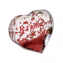 CADRE PHOTO CŒUR 3D AMOUR CONFETTIS ROUGE 10X9X3CM