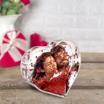 CADRE PHOTO CŒUR 3D AMOUR CONFETTIS ROUGE 10X9X3CM