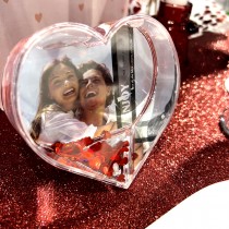 CADRE PHOTO CŒUR 3D AMOUR CONFETTIS ROUGE 10X9X3CM
