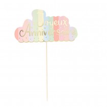 CAKE TOPPER ANNIVERSAIRE PASTEL PARTY 16X24CM