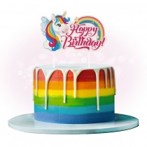 CAKE TOPPER EN PAPIER LICORNE 17.5X15CM