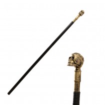 CANNE PVC DÉMONTABLE POMMEAU CRÂNE OR 106CM NOIR