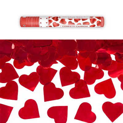 CANON À CONFETTIS CŒUR ROUGE 40CM