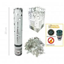 CANON À CONFETTIS PAPIER RECTANGLE 20CM ARGENT