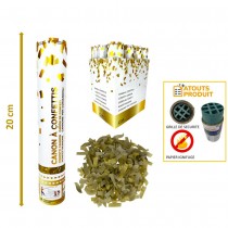 CANON À CONFETTIS PAPIER RECTANGLE 20CM OR