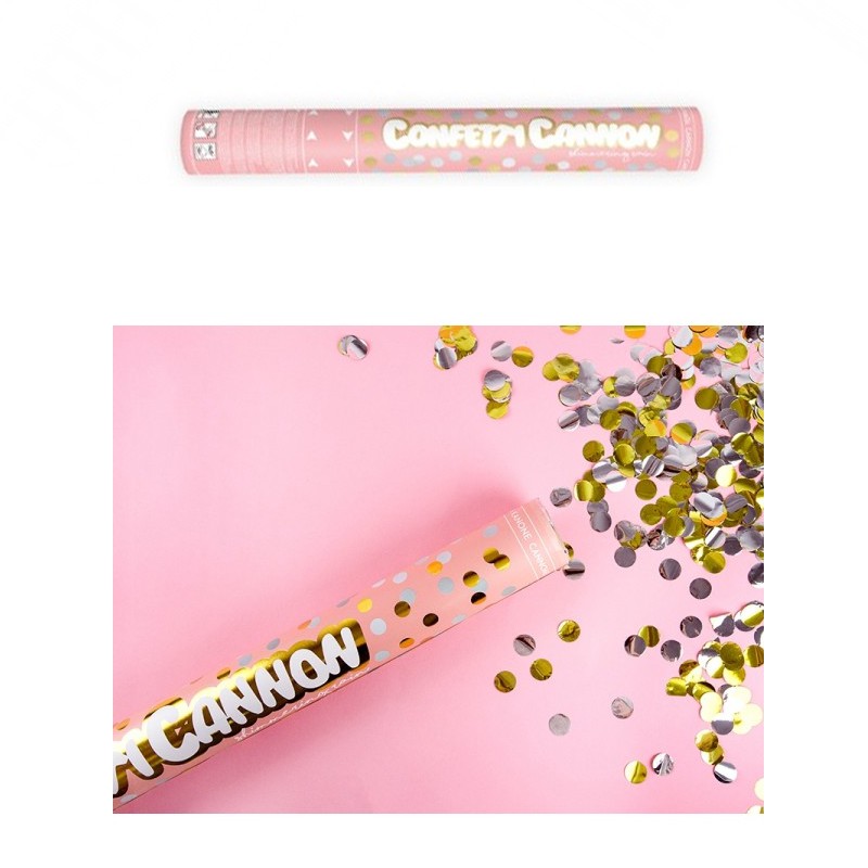 Canon à confettis, or, 80cm, Nouvel An - Déguiz-fêtes