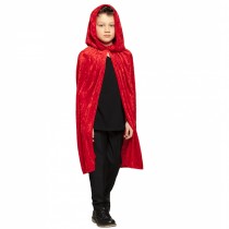 CAPE AVEC CAPUCHE VELOURS ROUGE ENFANT