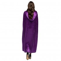 CAPE AVEC CAPUCHE VELOURS VIOLETTE 170CM ADULTE