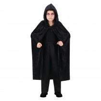 CAPE CAPUCHE VELOURS 120CM NOIR ENFANT