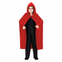 CAPE CAPUCHE VELOURS 120CM ROUGE ENFANT