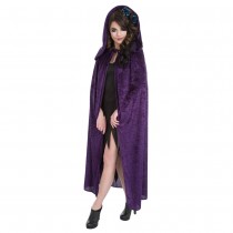 CAPE CAPUCHE VELOURS 182CM VIOLET ADULTE