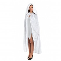 CAPE CAPUCHE VELOURS BLANCHE LUXE 182 CM