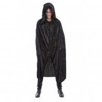 CAPE CAPUCHE VELOURS NOIRE LUXE 182 CM