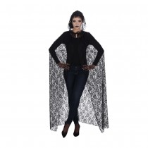 CAPE DENTELLE ADULTE 150CM NOIR