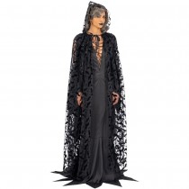 CAPE TULLE CHAUVE-SOURIS 140CM NOIR SORCIER ADULTE