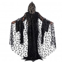 CAPE TULLE CHAUVE-SOURIS 140CM NOIR SORCIER ADULTE