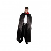 CAPE VAMPIRE SATIN NOIRE COL ROUGE