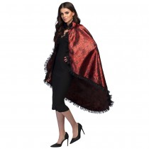 CAPE VELOURS ROUGE DENTELLE 130CM ADULTE