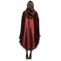 CAPE VELOURS ROUGE DENTELLE 130CM ADULTE