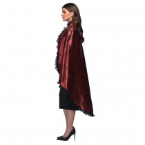 CAPE VELOURS ROUGE DENTELLE 130CM ADULTE