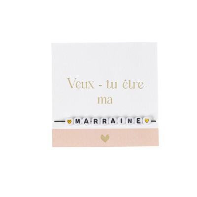 CARTON BRACELET DEMANDE MARRAINE 8.5CM ROSE