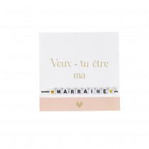 CARTON BRACELET DEMANDE MARRAINE 8.5CM ROSE