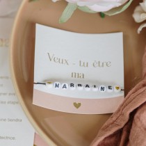 CARTON BRACELET DEMANDE MARRAINE 8.5CM ROSE