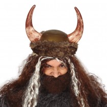 CASQUE À CORNES FOURRURE GUERRIER VIKING ADULTE