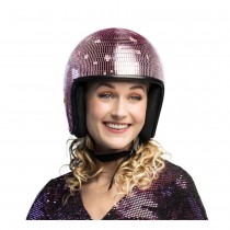 CASQUE BOULE À FACETTES DISCO ROSE ADULTE