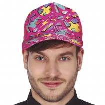 CASQUETTE BARIOLÉ ROSE ANNÉES 80 ADULTE