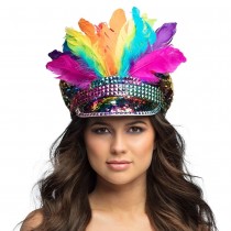 CASQUETTE CAPITAINE SEQUIN PLUME RAINBOW ADULTE