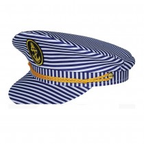 CASQUETTE DE CAPITAINE À RAYURES BLEU ADULTE
