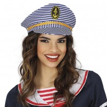 CASQUETTE DE CAPITAINE À RAYURES BLEU ADULTE