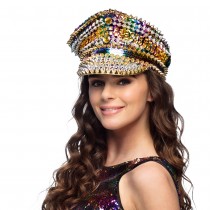 CASQUETTE FIERTÉ CLOUS SEQUINS ARC-EN-CIEL ADULTE