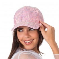 CASQUETTE POLYESTER STRASS PIERRE ROSE ADULTE