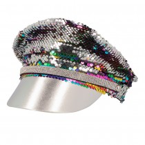 CASQUETTE SEQUIN RÉVERSIBLE ARGENT/RAINBOW ADULTE