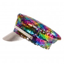 CASQUETTE SEQUIN RÉVERSIBLE ARGENT/RAINBOW ADULTE