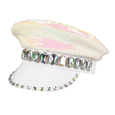 CASQUETTE SEQUIN RÉVERSIBLE BLANCHE ADULTE