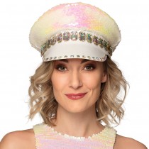 CASQUETTE SEQUIN RÉVERSIBLE BLANCHE ADULTE