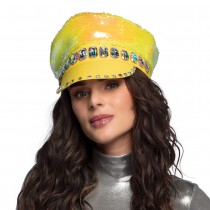 CASQUETTE SEQUIN RÉVERSIBLE JAUNE ADULTE