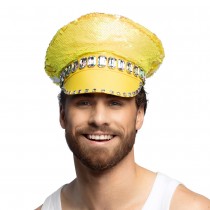 CASQUETTE SEQUIN RÉVERSIBLE JAUNE ADULTE