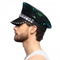 CASQUETTE SEQUIN RÉVERSIBLE NOIR ADULTE