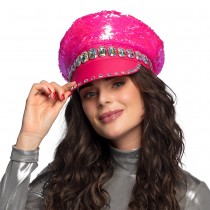 CASQUETTE SEQUIN RÉVERSIBLE ROSE ADULTE